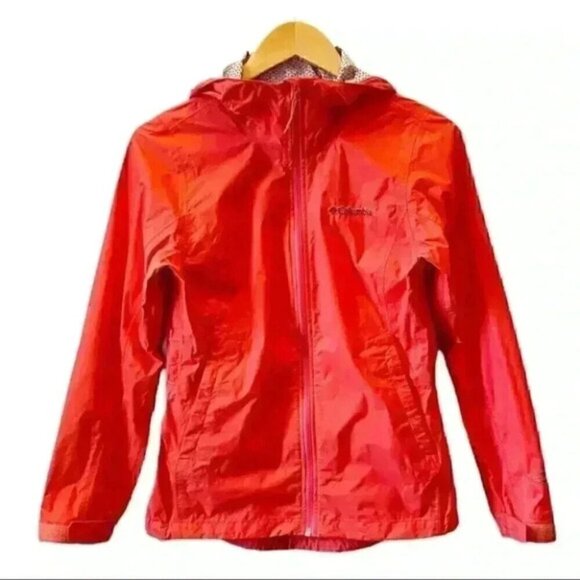 Columbia Jacket Omni Shield Waterproof Nylon Windbreaker Hood Coral Orange XS - Picture 3 of 16